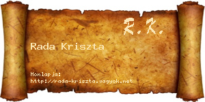 Rada Kriszta névjegykártya